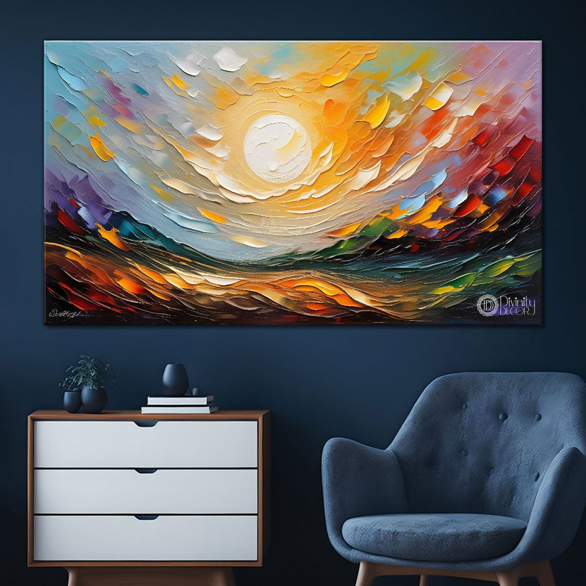 Sunrise in colorful painting Canvas Painting - Nature Art -511
