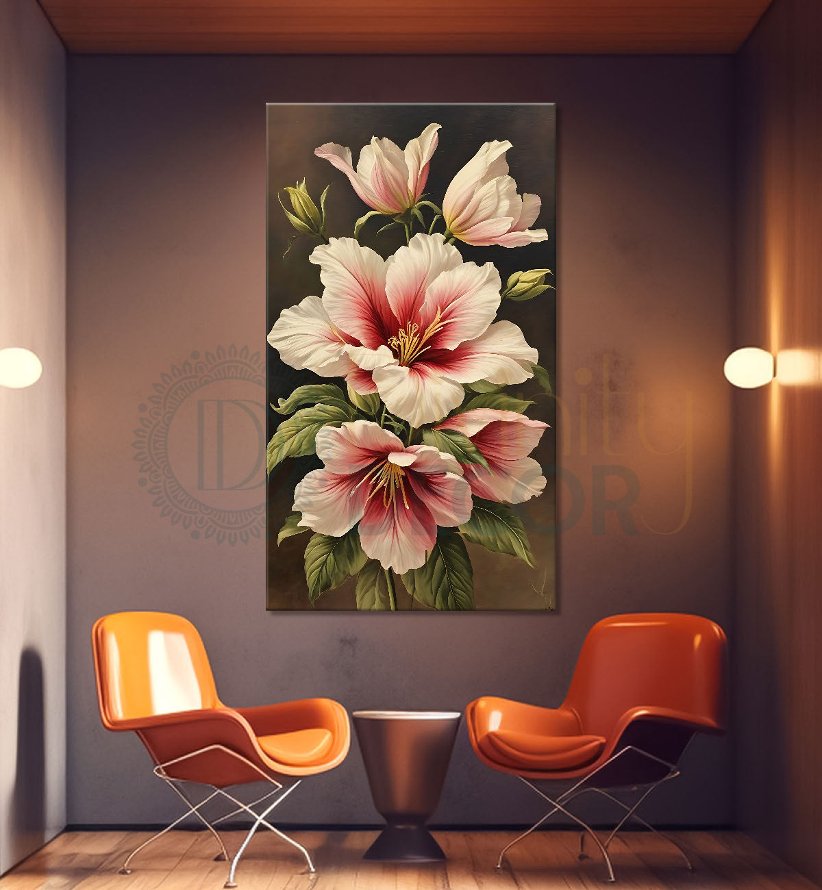 Pink flowers in brown textured background - Flower-V-517