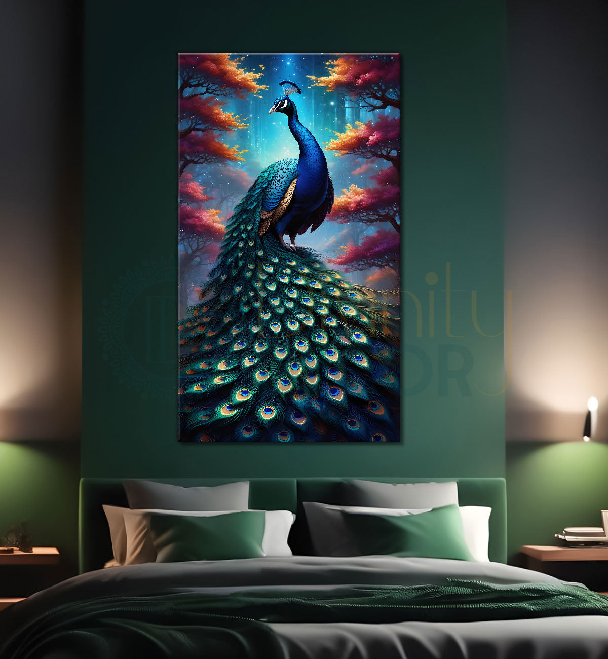 Peacock with purple background modern art painting - Design - Peacock-V-51
