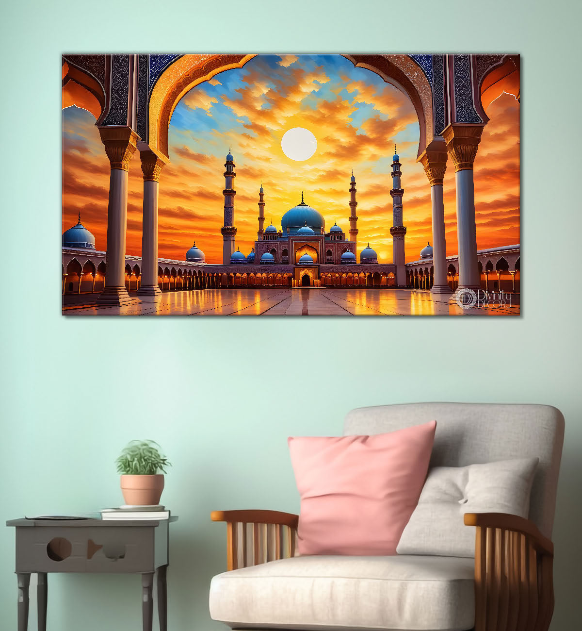 Islamic mosque with sunrise oil painting Canvas Painting - Islamic paintings - 52