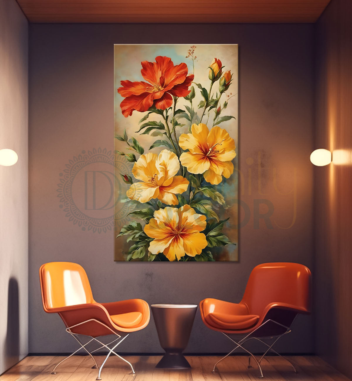 Yellow and pink flowers in light background - Flower-V-520