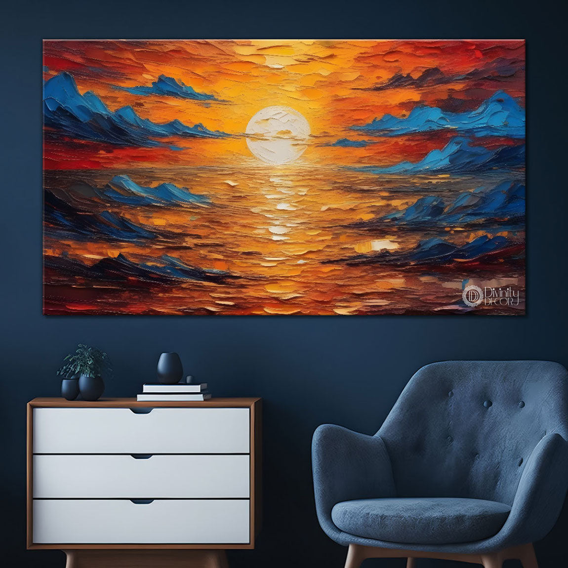 Colorful sky textured painting Canvas Painting - Nature Art -523