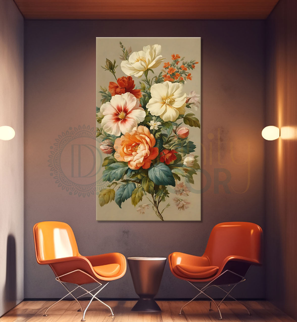 Colourful flower in light textured art - Flower-V-527