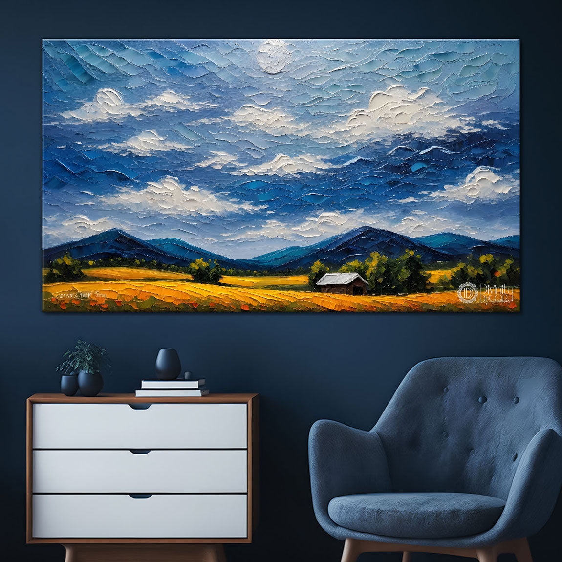 Mountains with land textured painting Canvas Painting - Nature Art -532