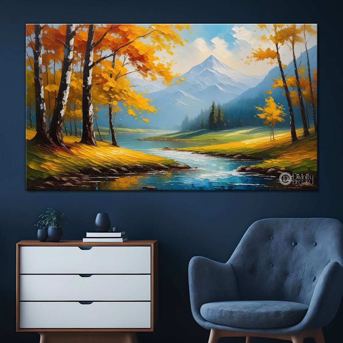 Mountains with land textured painting Canvas Painting - Nature Art -533