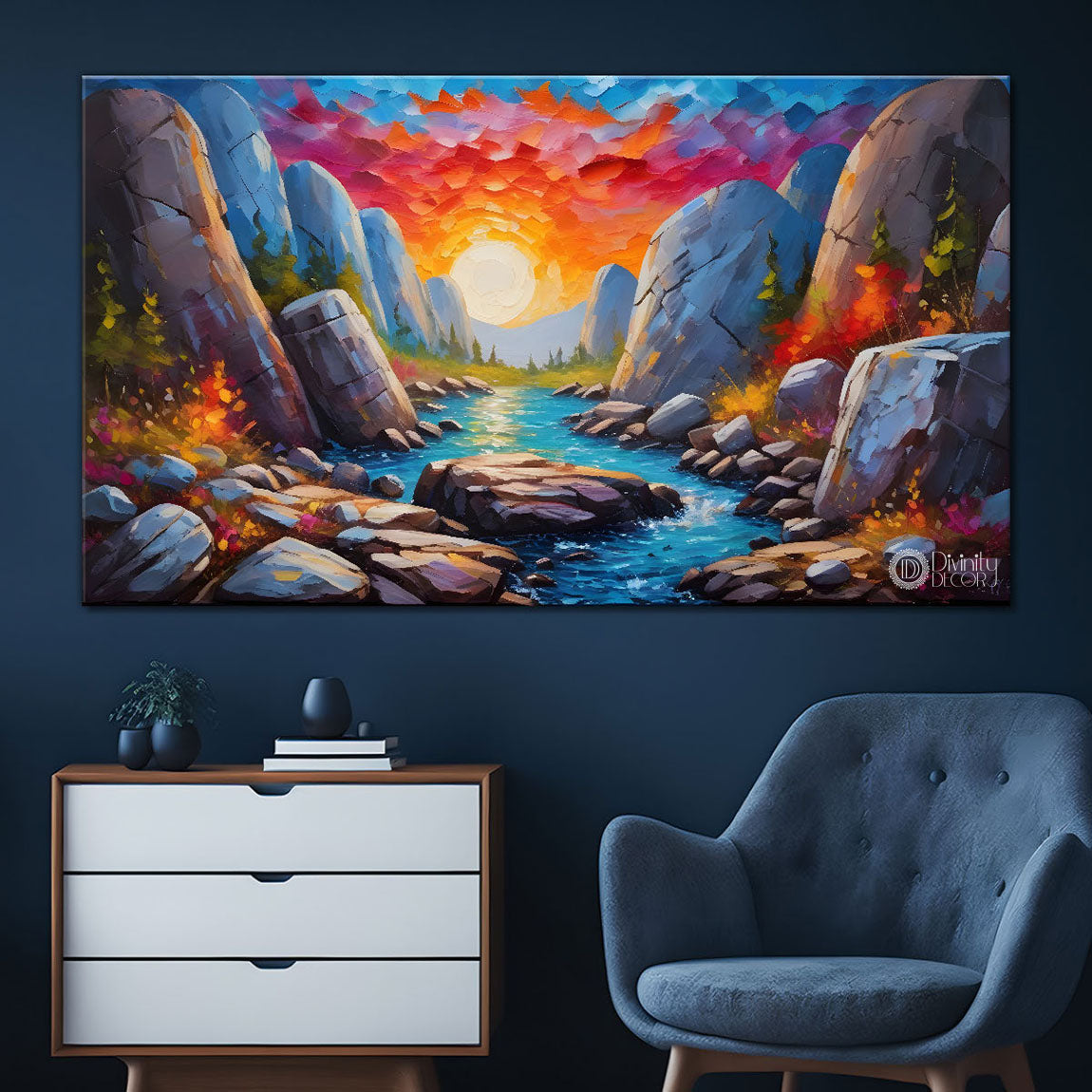 Colorful mountains textured painting Canvas Painting - Nature Art -534