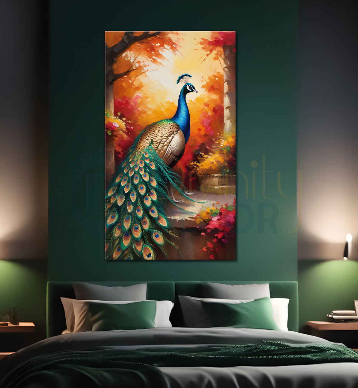 Peacock with bright background modern art painting  - Design - Peacock-V-53