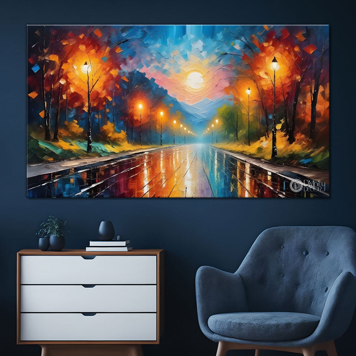 Orange tree with lamps painting Canvas Painting - Nature Art -541