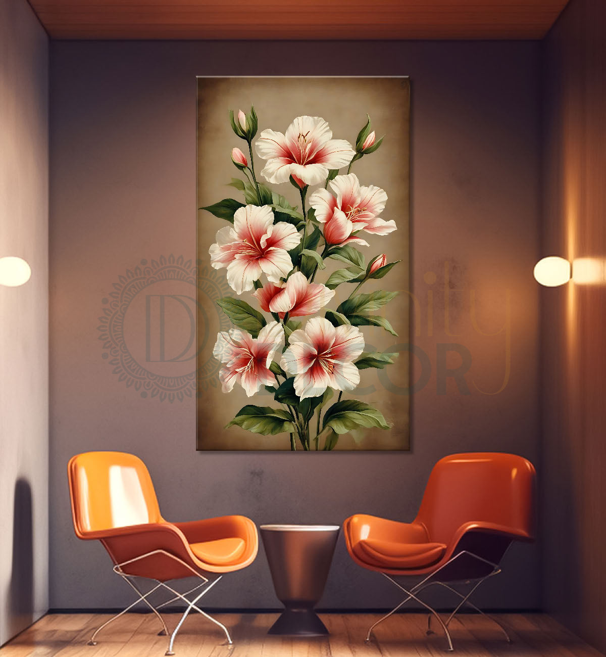 White flowers in light brown background  - Flower-V-541