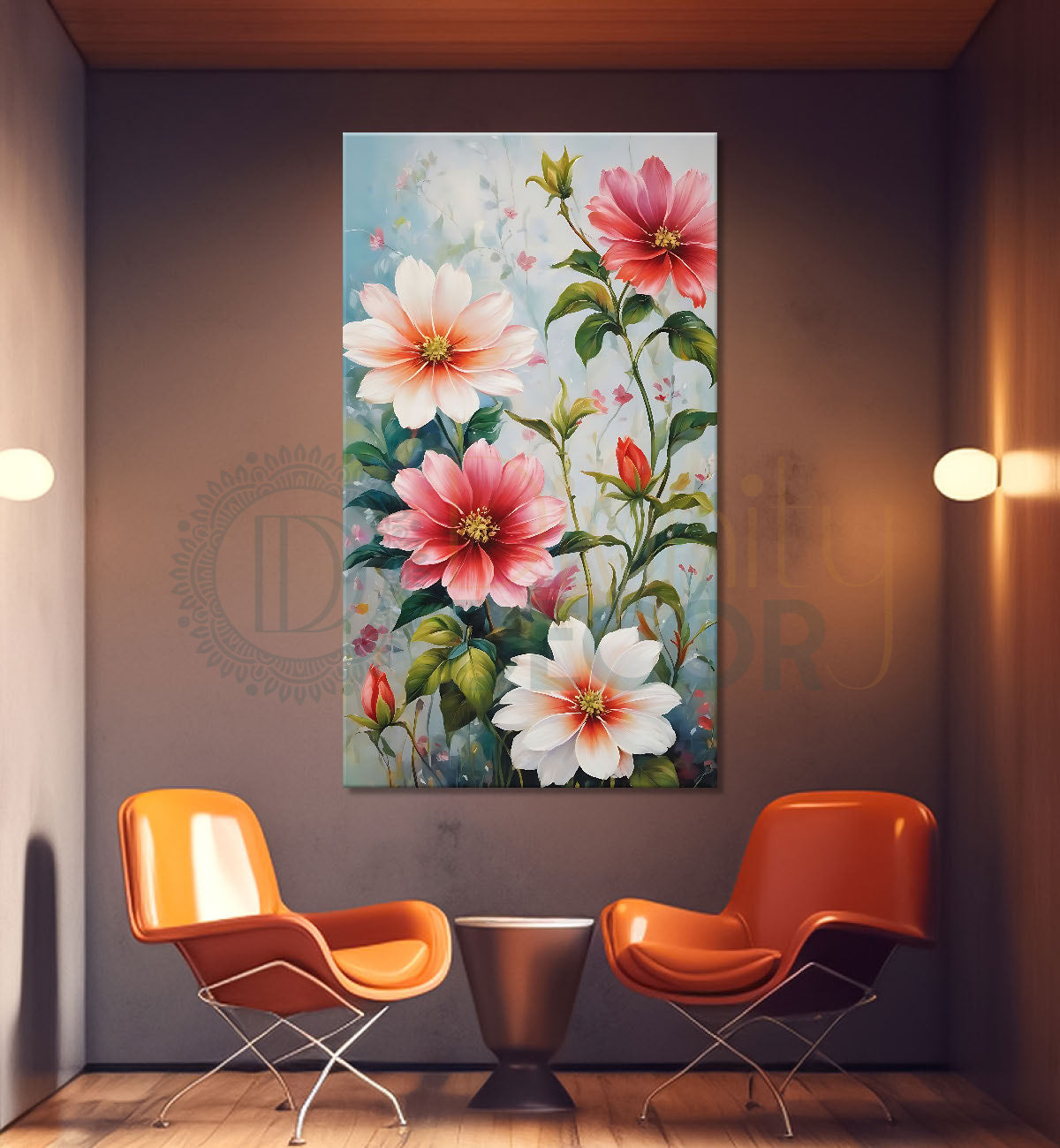 White and pink flowers in grey background - Flower-V-543