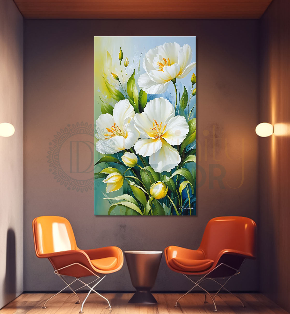 White flowers in green background - Flower-V-546