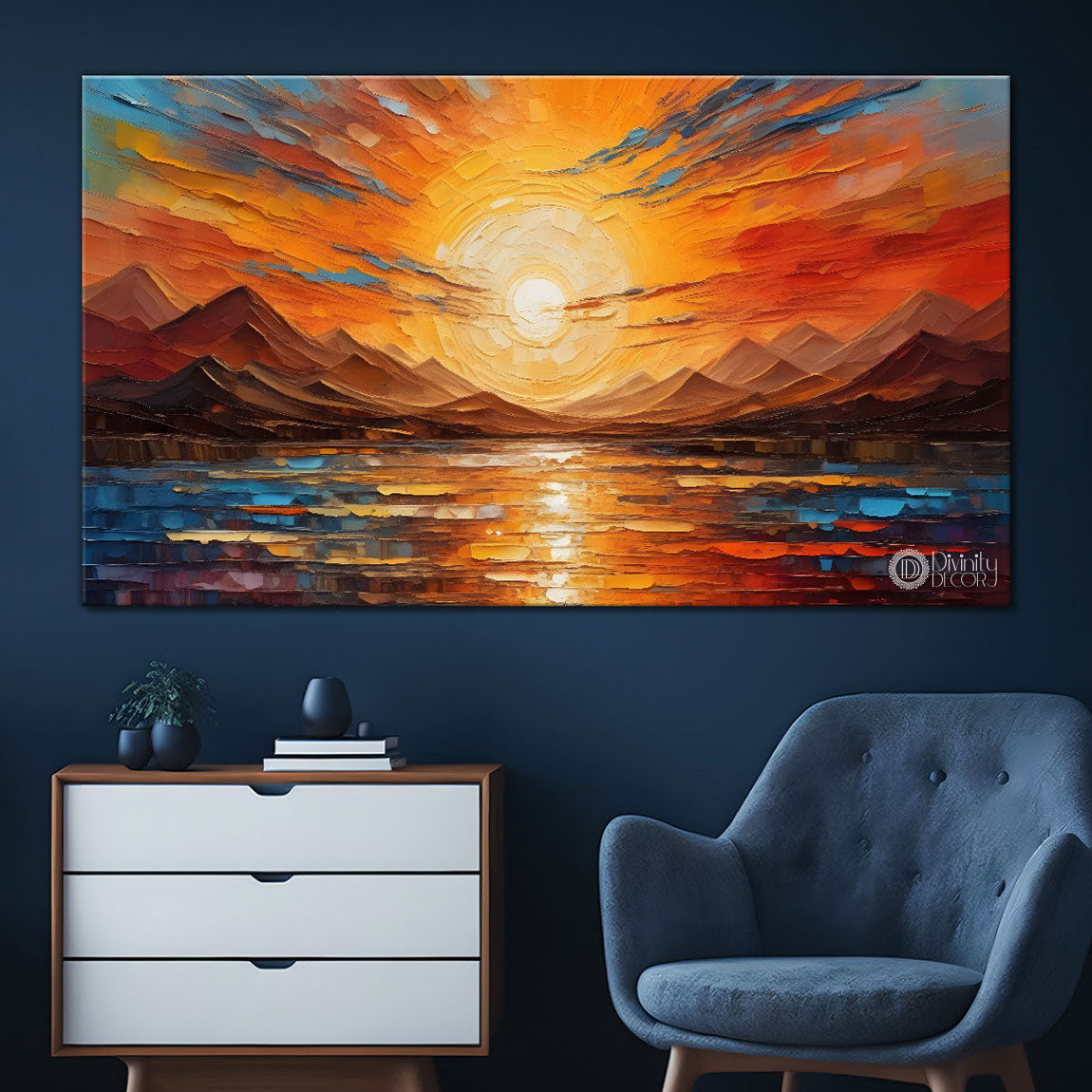 Sunrise view textured painting Canvas Painting - Nature Art -548