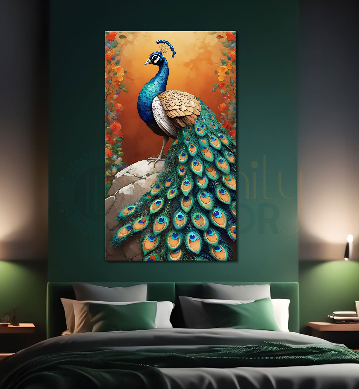 Peacock with bright background modern art painting   - Design - Peacock-V-54