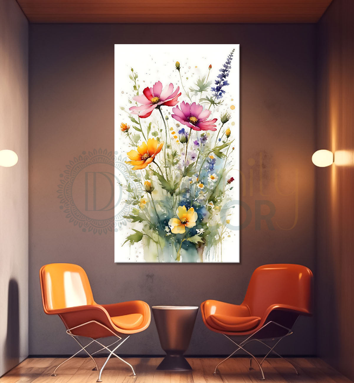 Yellow and pink flowers in white textured background  - Flower-V-553