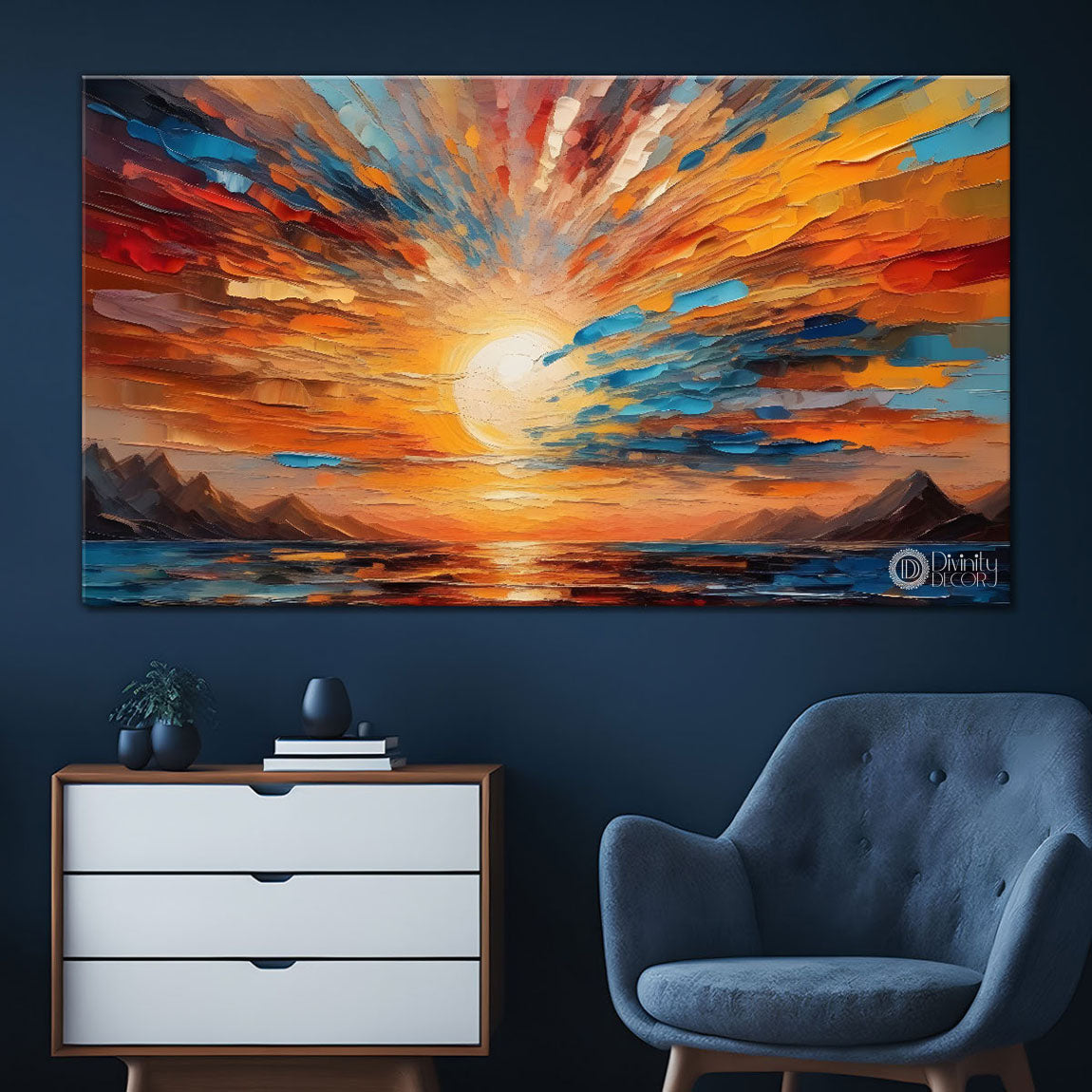 Sunrise view textured painting Canvas Painting - Nature Art -555