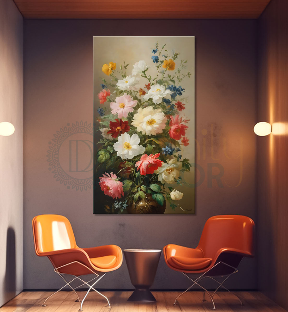 Colourful flowers in light textured background  - Flower-V-567