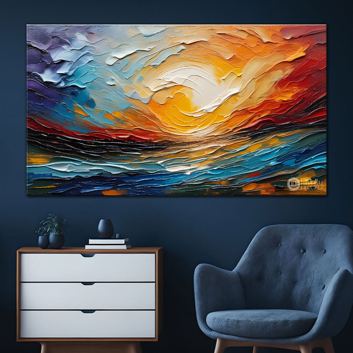 Colorful sky textured painting Canvas Painting - Nature Art -569