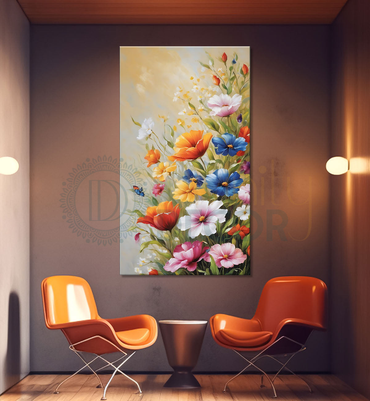 Colourful flowers in light textured background - Flower-V-569