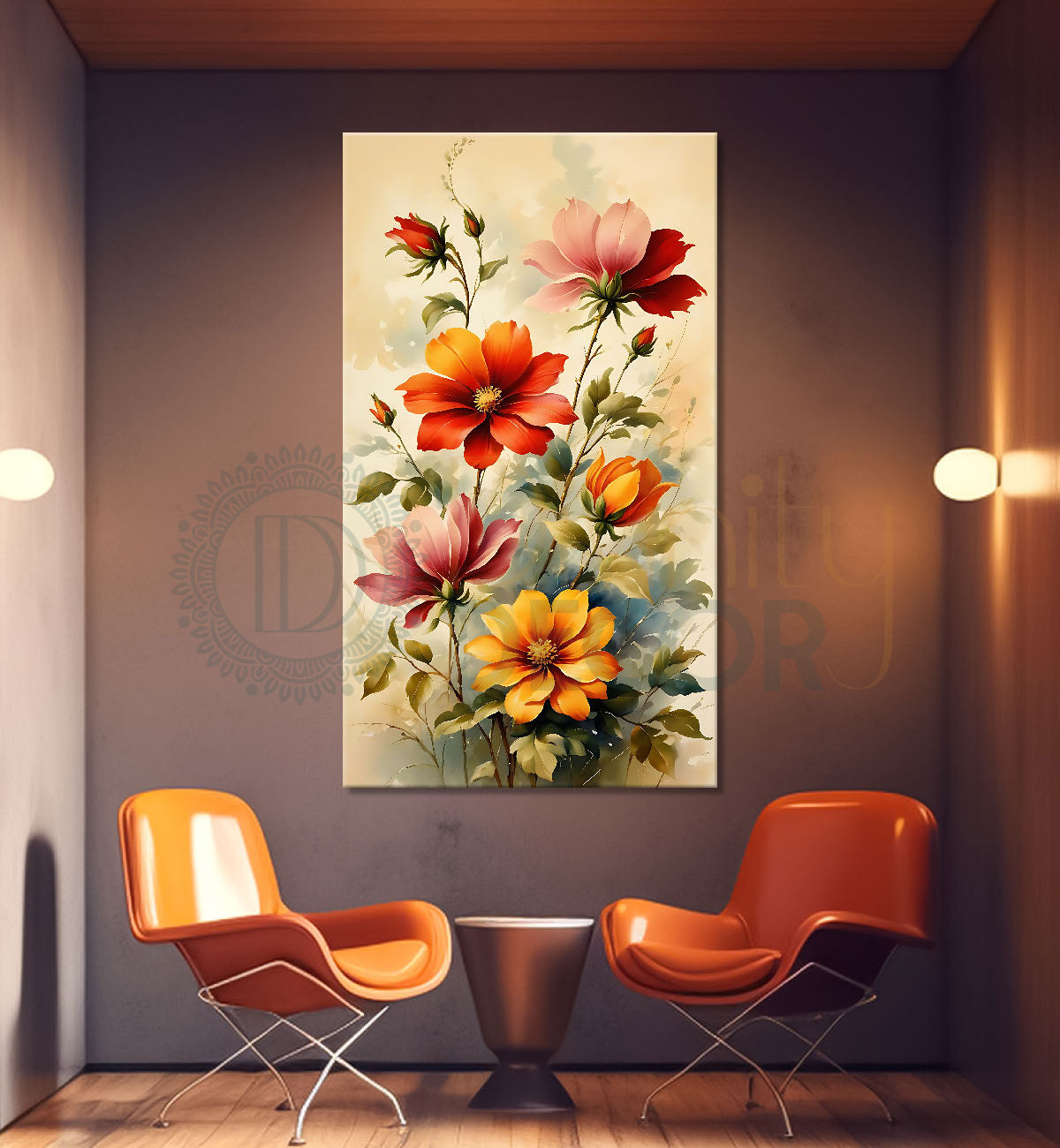 Orange and red flowers in light background - Flower-V-572