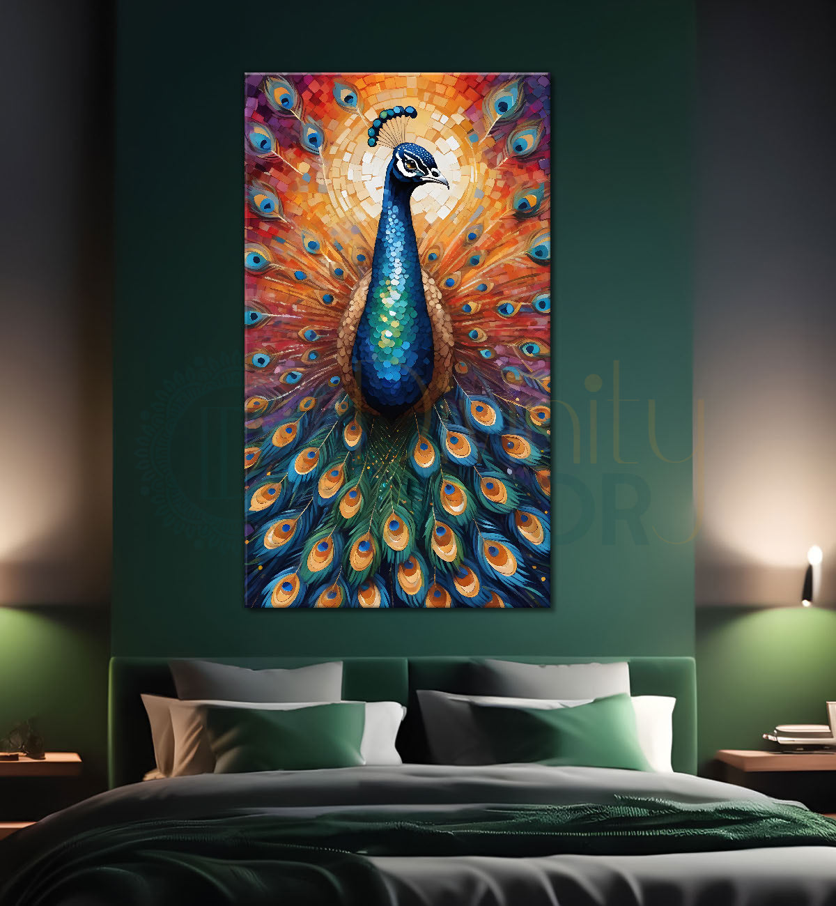 Peacock with bright background modern art painting - Design - Peacock-V-57