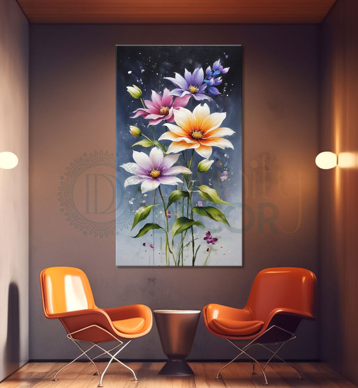 Purple flowers in grey textured background - Flower-V-582