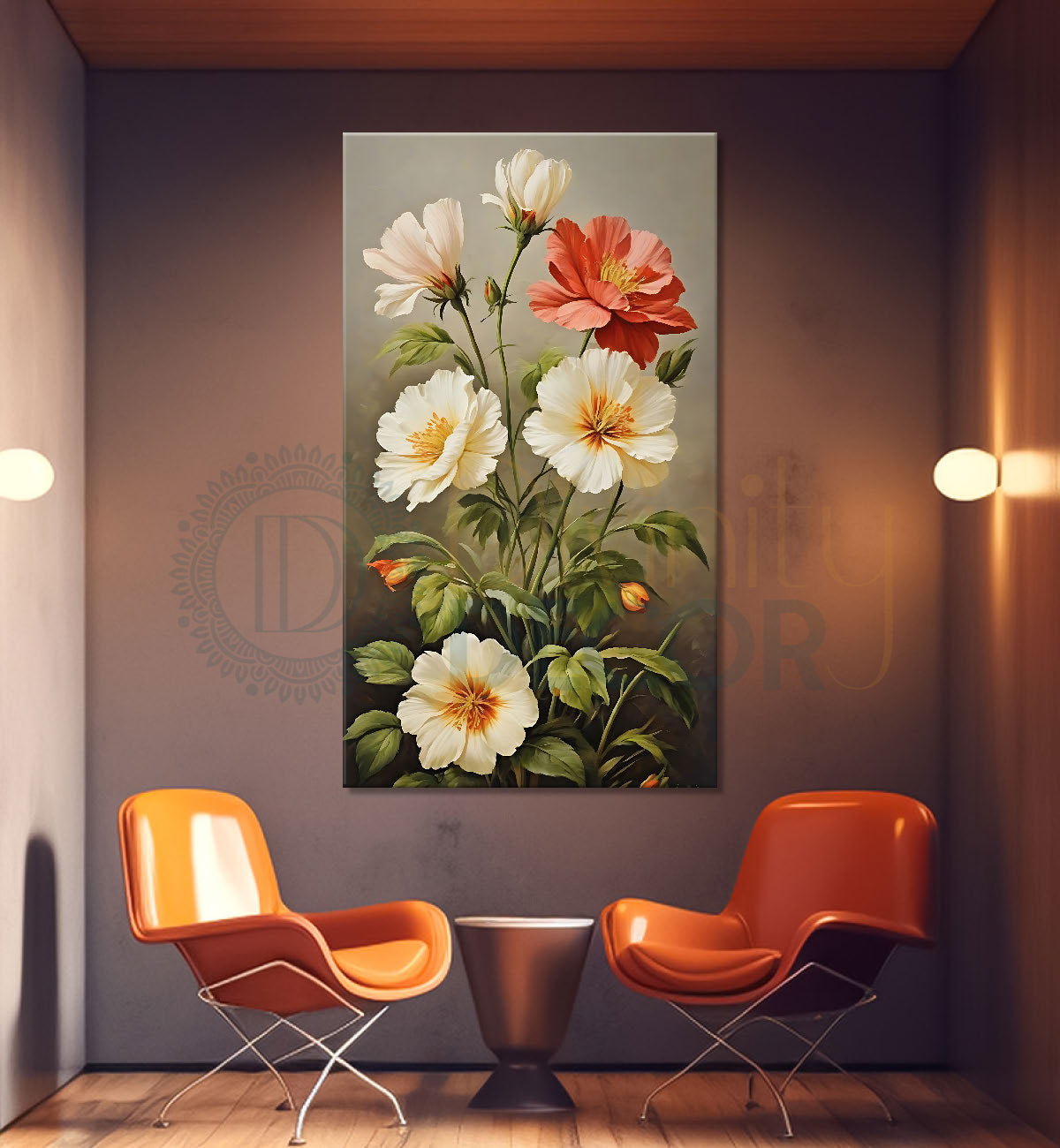 White and pink flowers in light background  - Flower-V-585