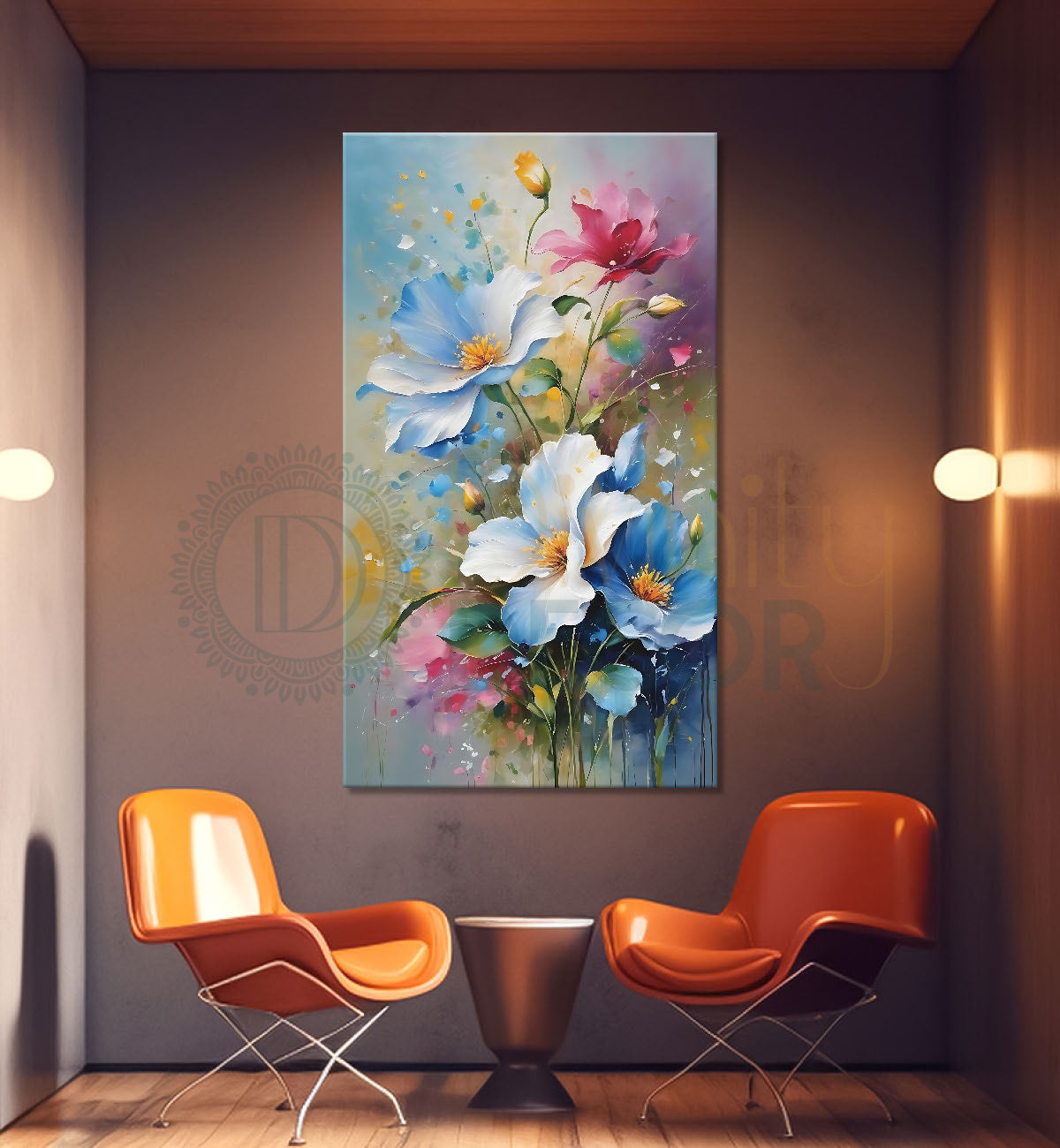 Flowers in colourful textured background - Flower-V-589