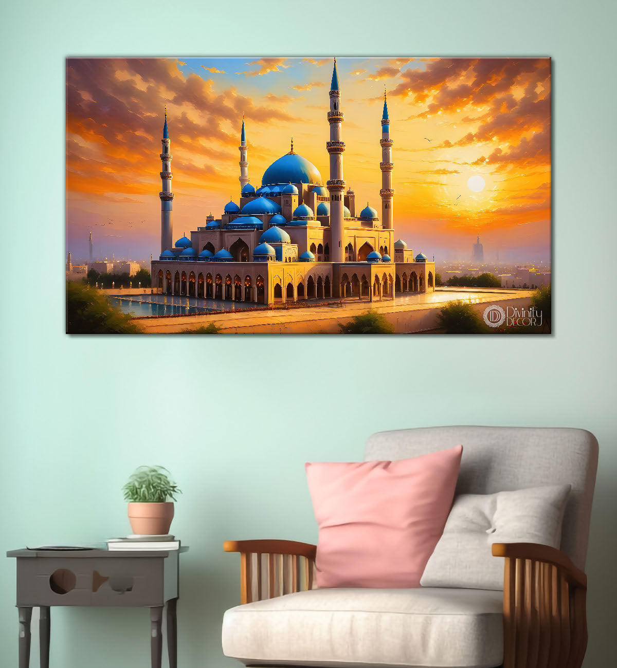 Islamic mosque with sunrise oil painting Canvas Painting - Islamic paintings - 59