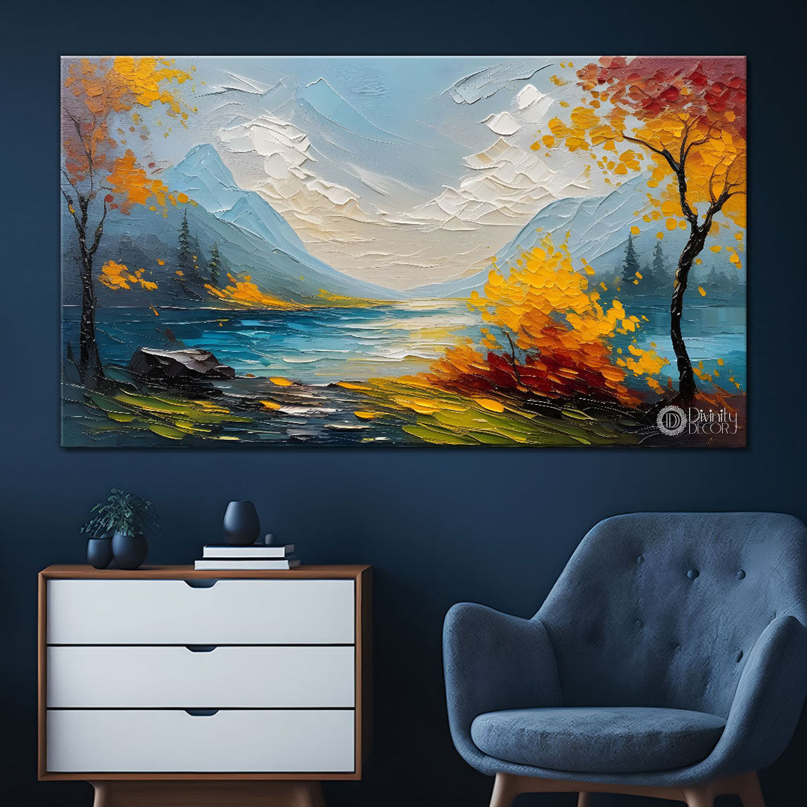 Orange trees textured painting Canvas Painting - Nature Art -598