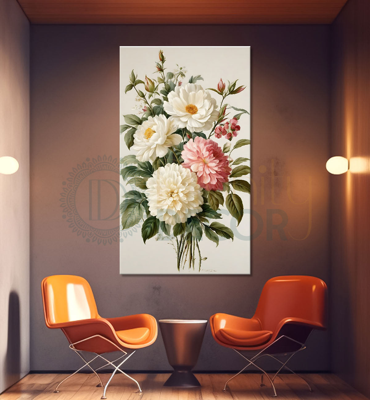 White and pink flowers in light background - Flower-V-601