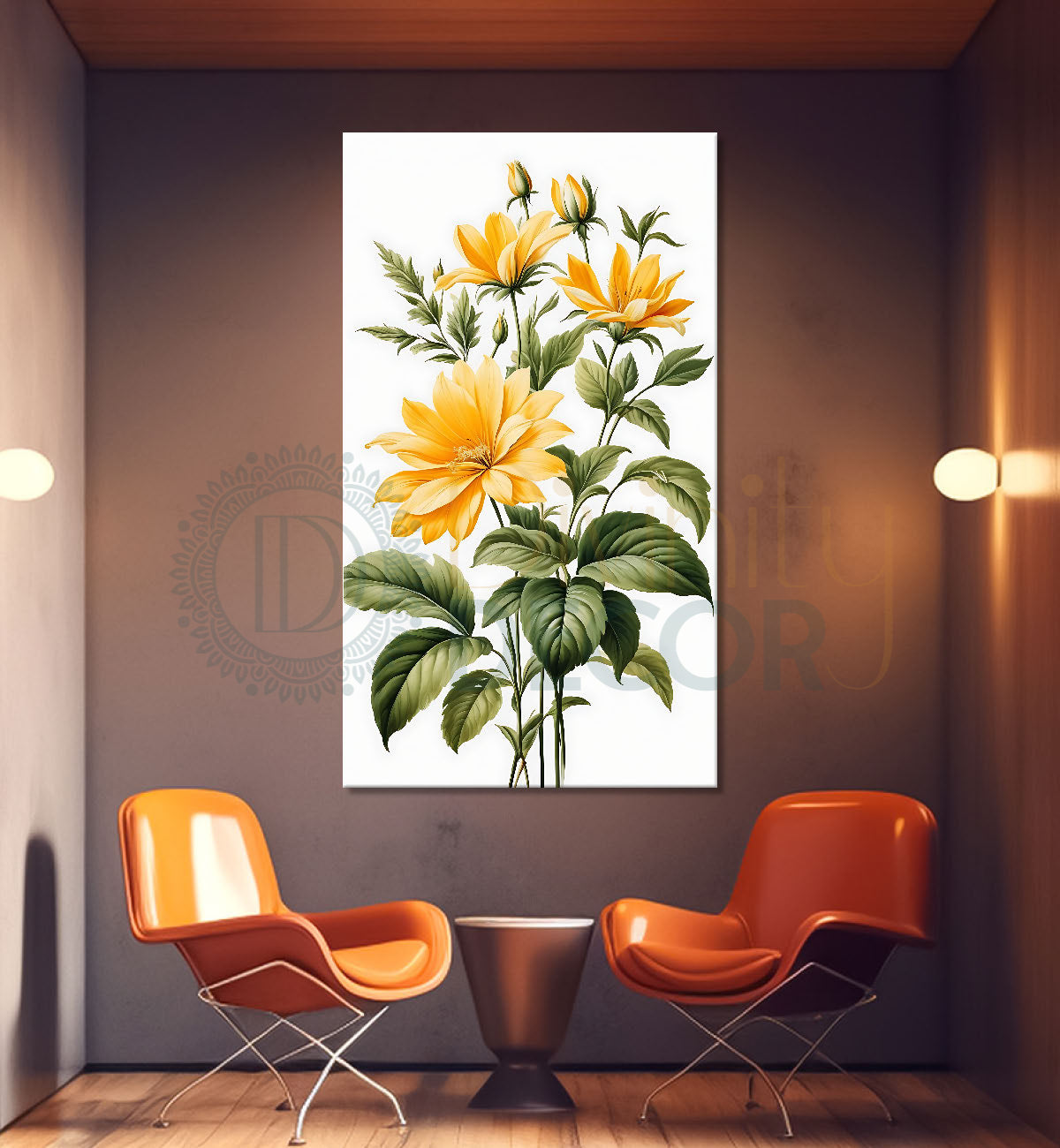 Yellow flowers in white texture background  - Flower-V-605