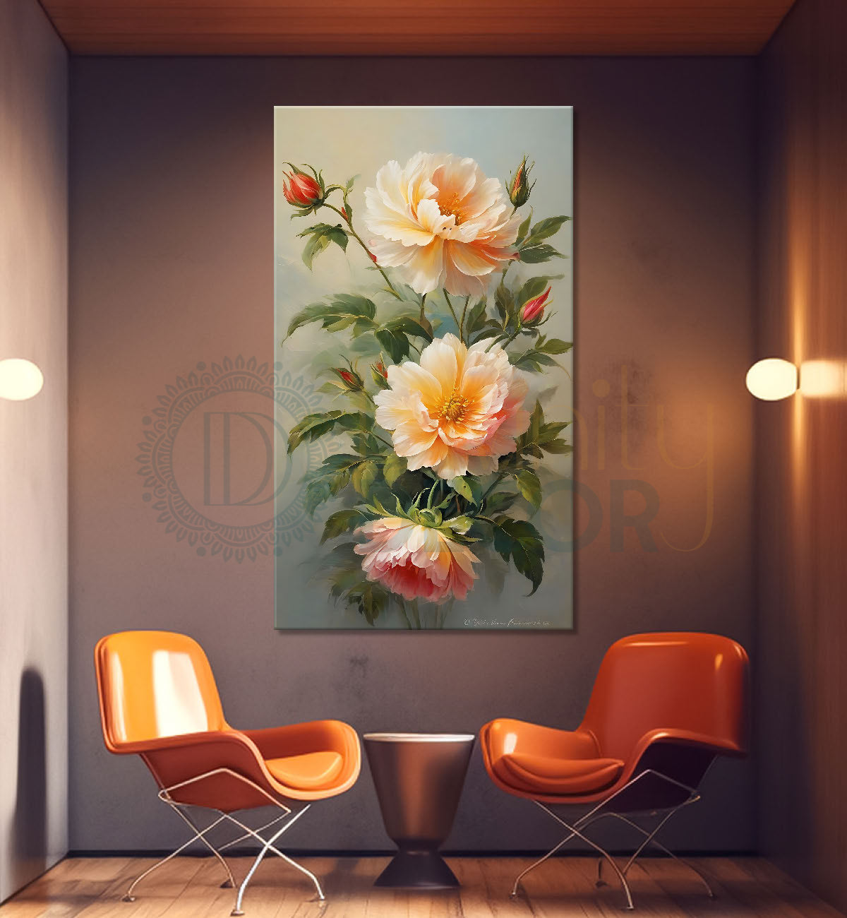 Light yellow flowers in grey textured background - Flower-V-611