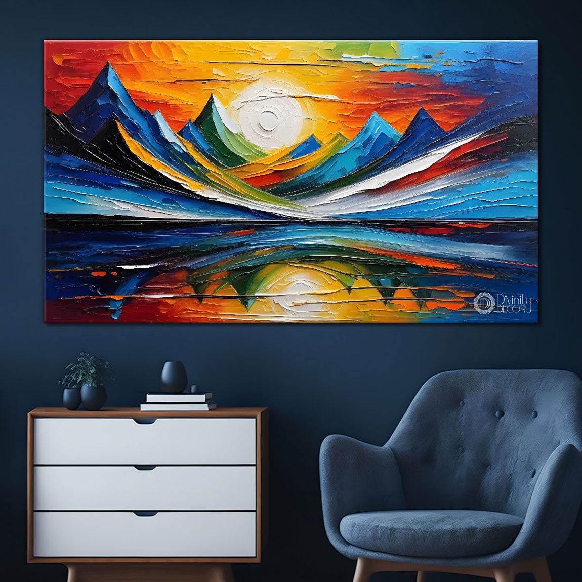 Mountains with sunset painting Canvas Painting - Nature Art -613
