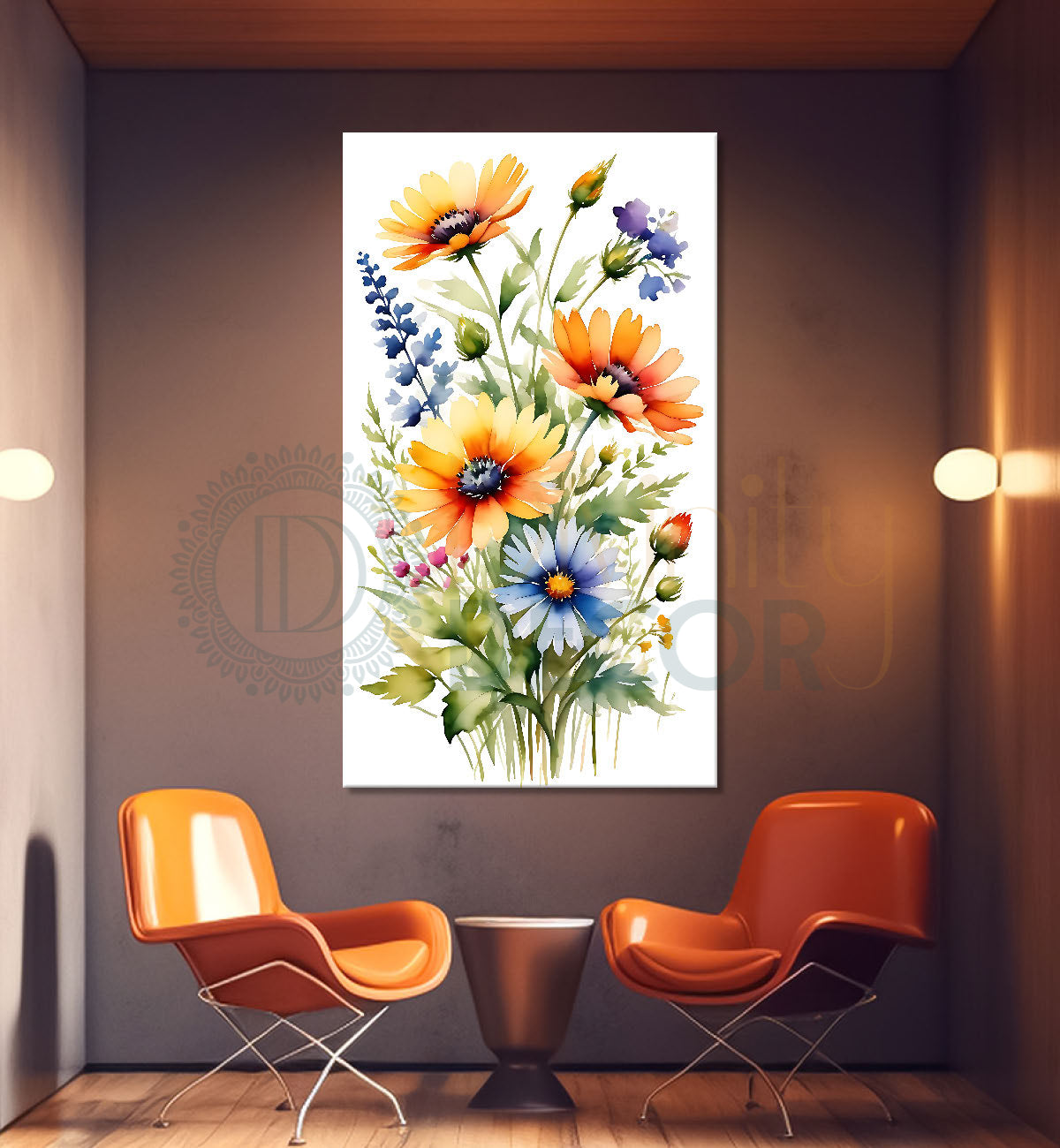 Yellow flowers in white texture background - Flower-V-614