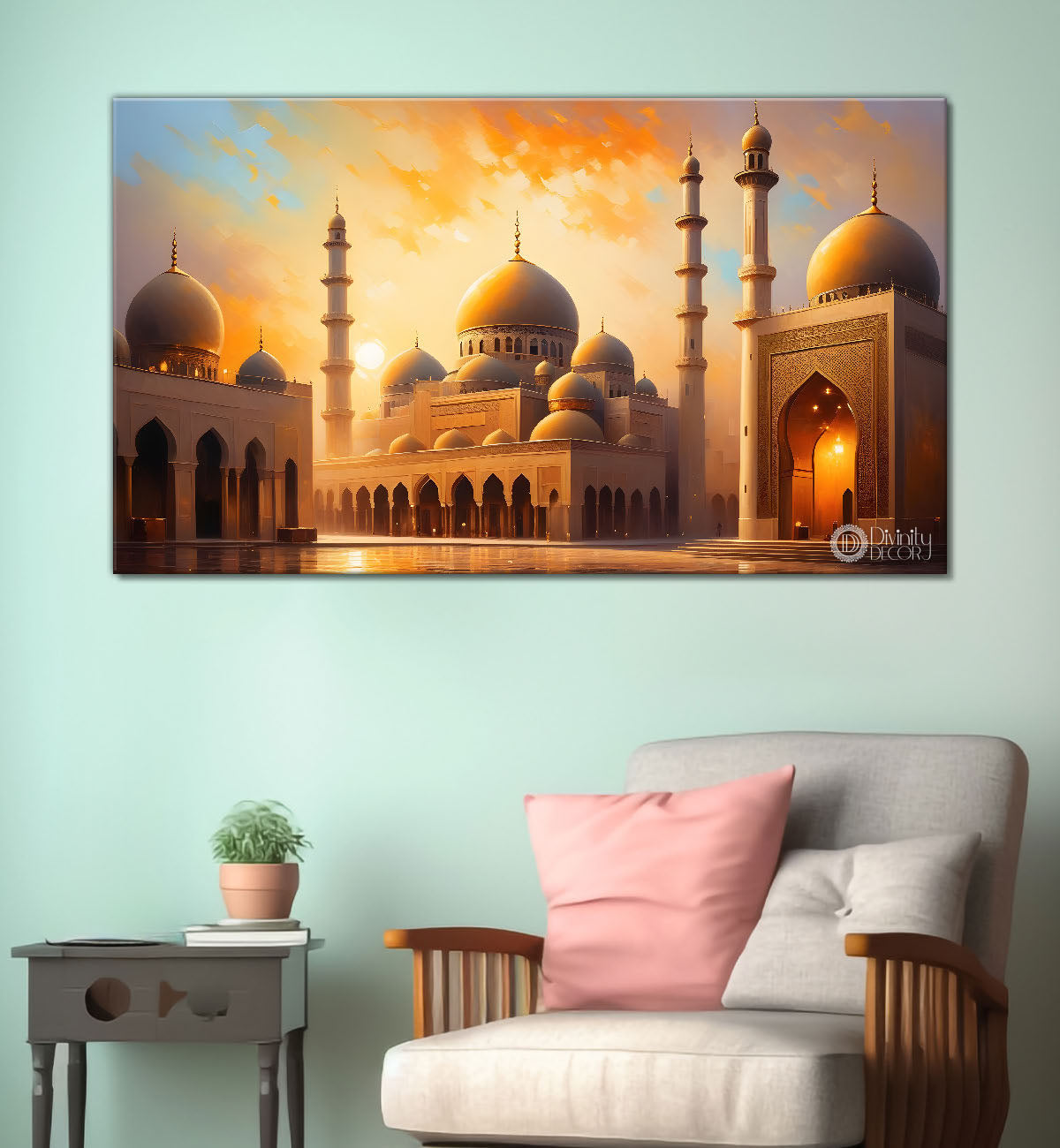 Islamic mosque with sunrise oil painting Canvas Painting - Islamic paintings - 62