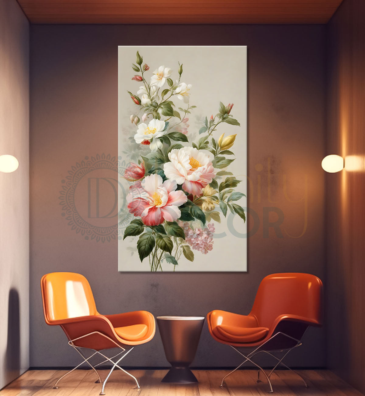 Pink flowers in grey textured background - Flower-V-640