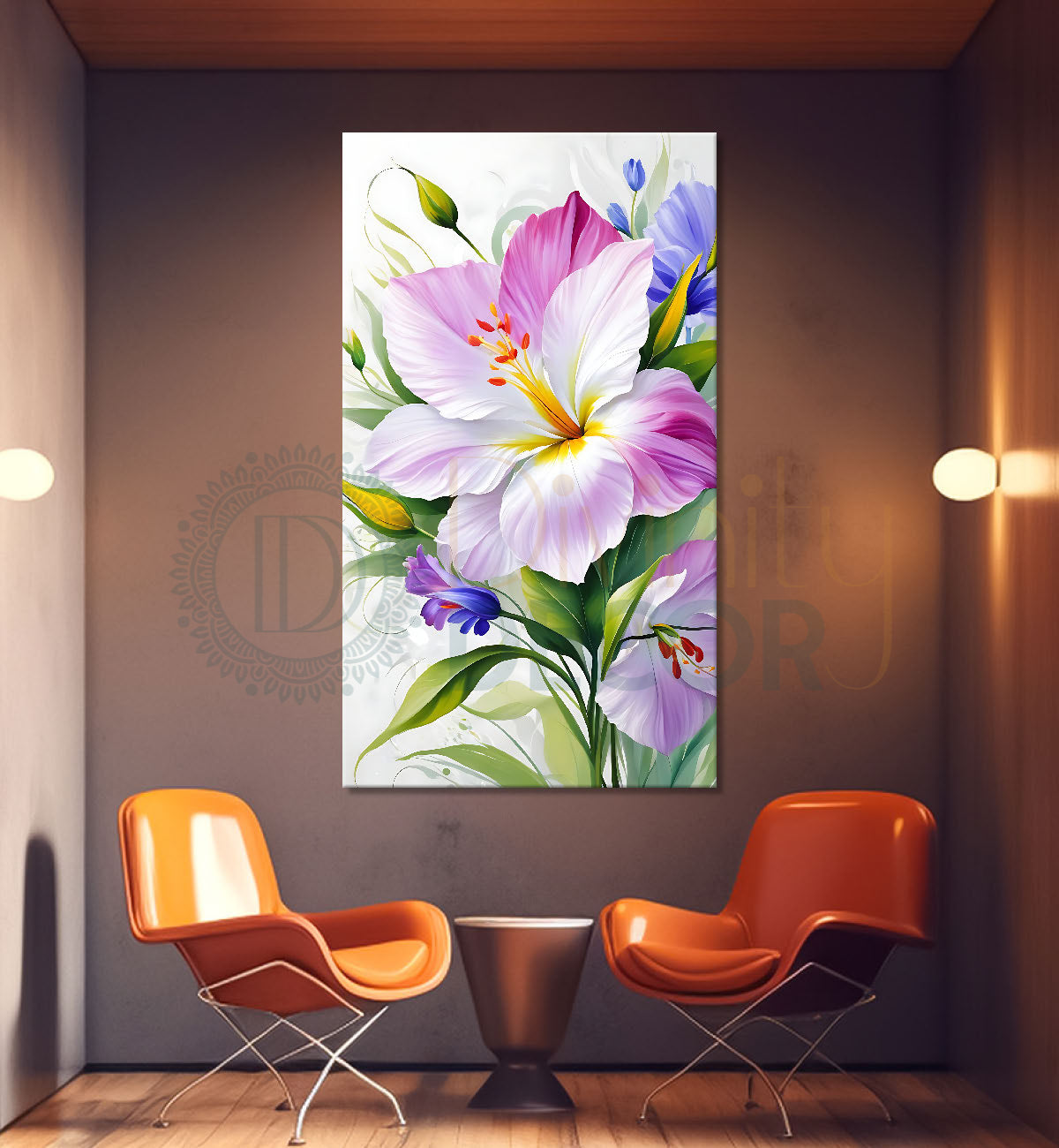 Pink flowers in white textured background  - Flower-V-641