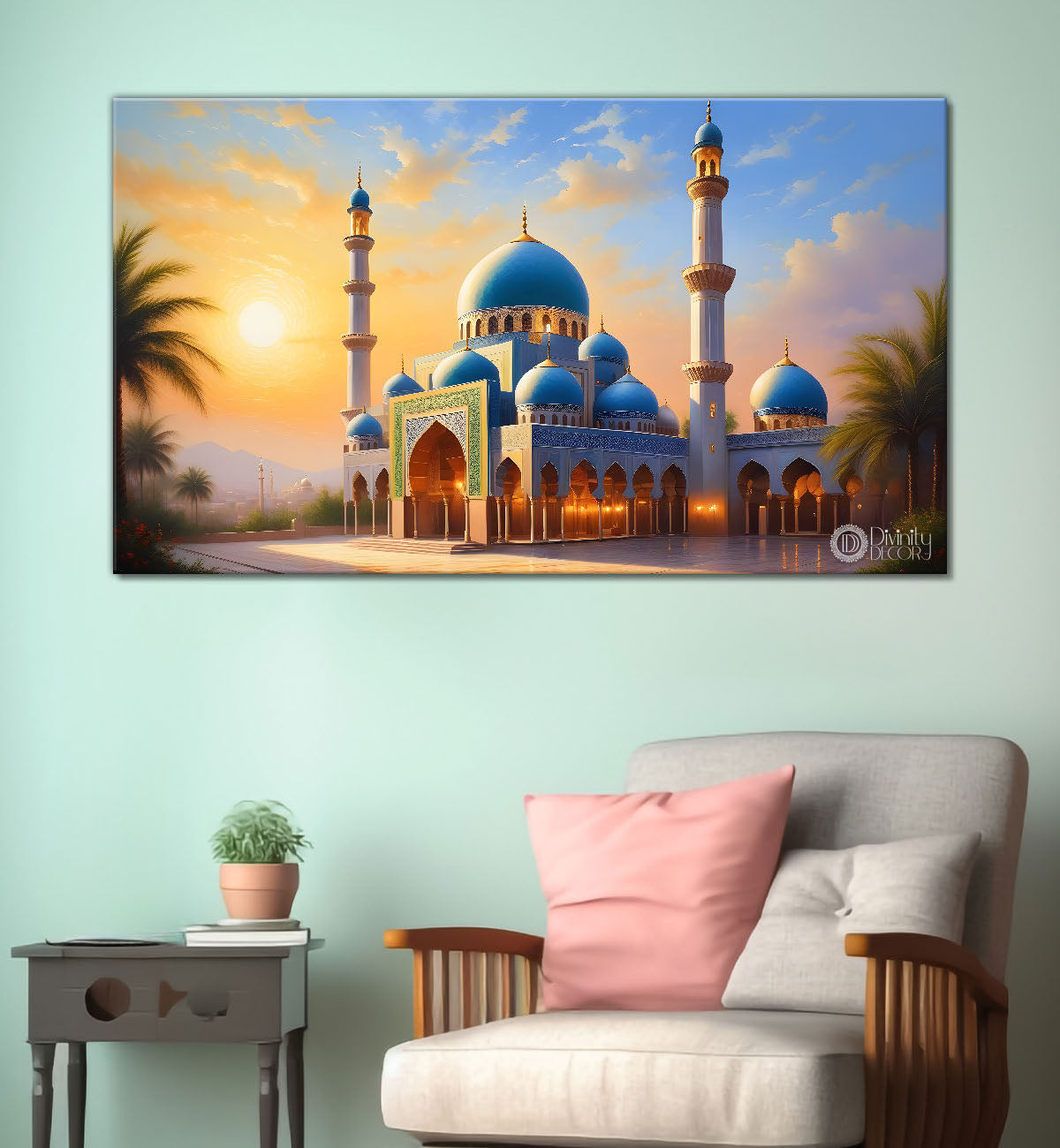 Islamic mosque with sunrise oil painting Canvas Painting - Islamic paintings - 65