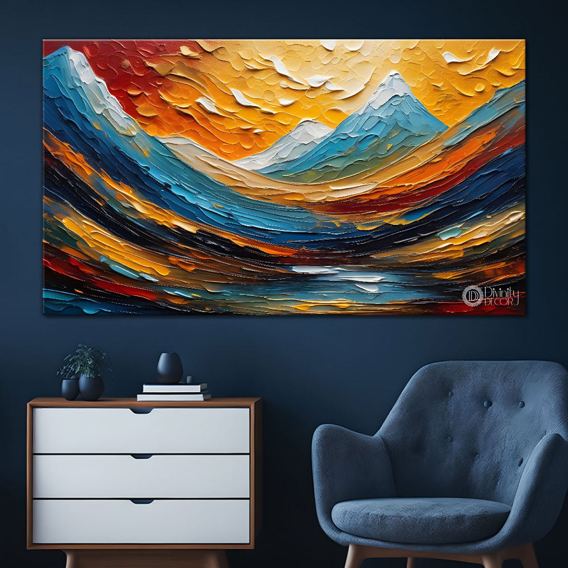Mountains with colorful sky painting Canvas Painting - Nature Art -650