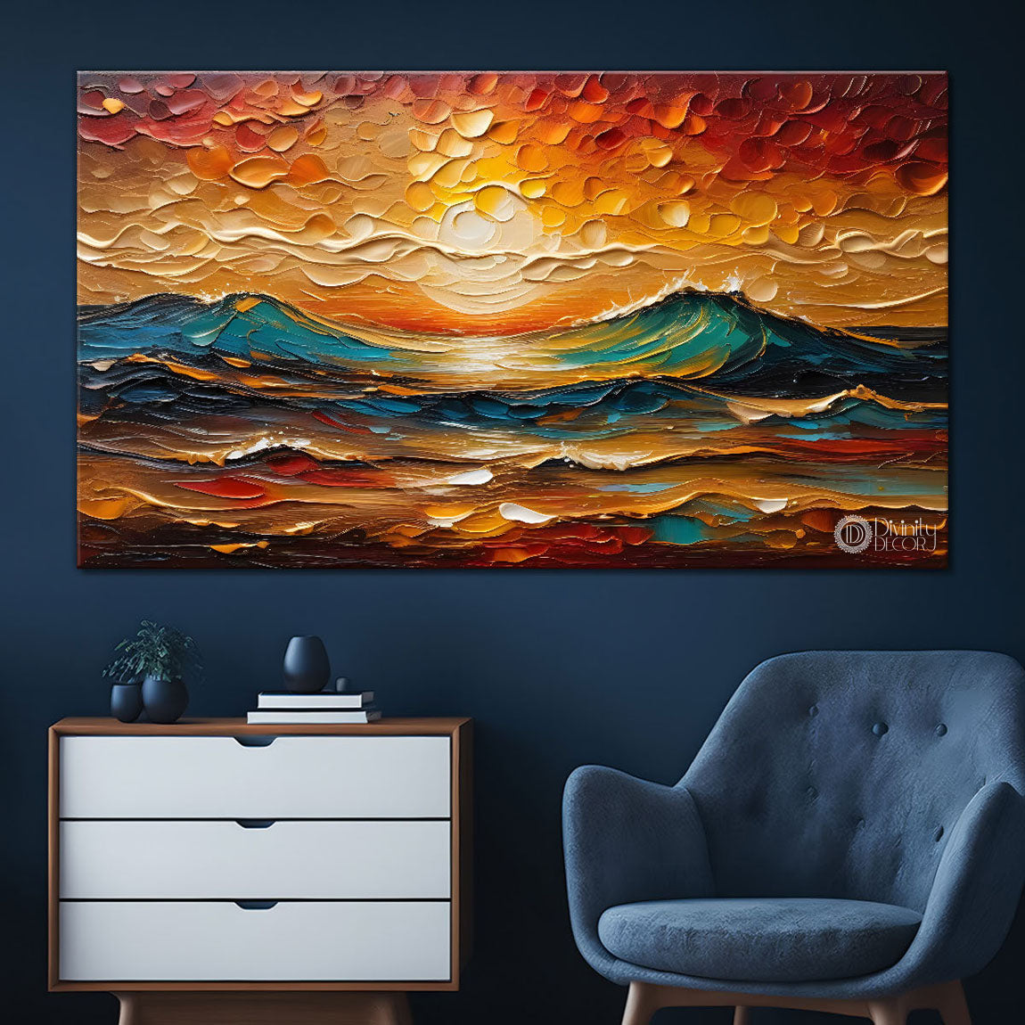 Mountains with colorful sky painting Canvas Painting - Nature Art -651