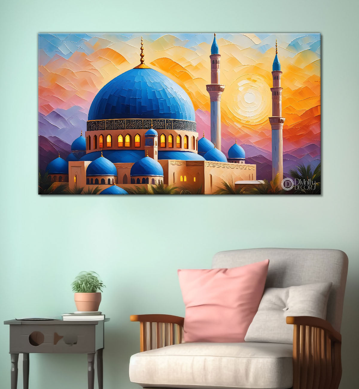 Islamic mosque with sunrise oil painting Canvas Painting - Islamic paintings - 66