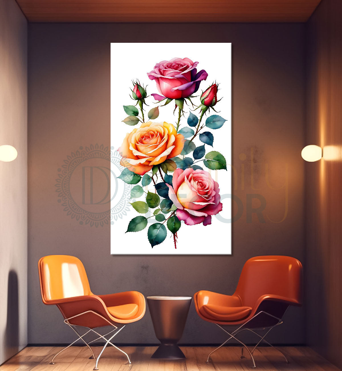 Colourful flowers in white textured background painting- Flower-V-661