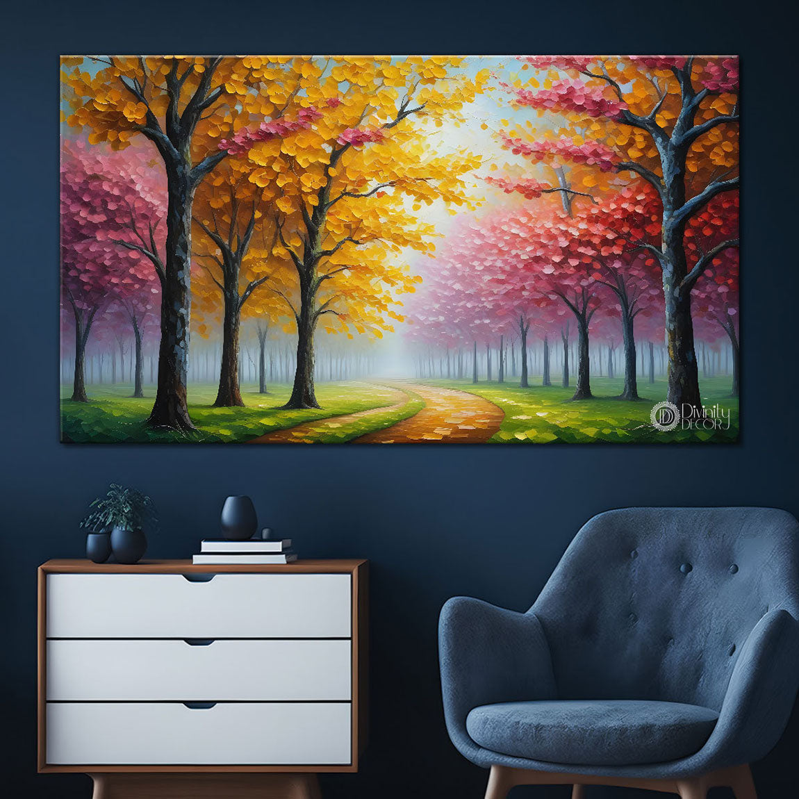 Colorful trees textured painting Canvas Painting - Nature Art -662