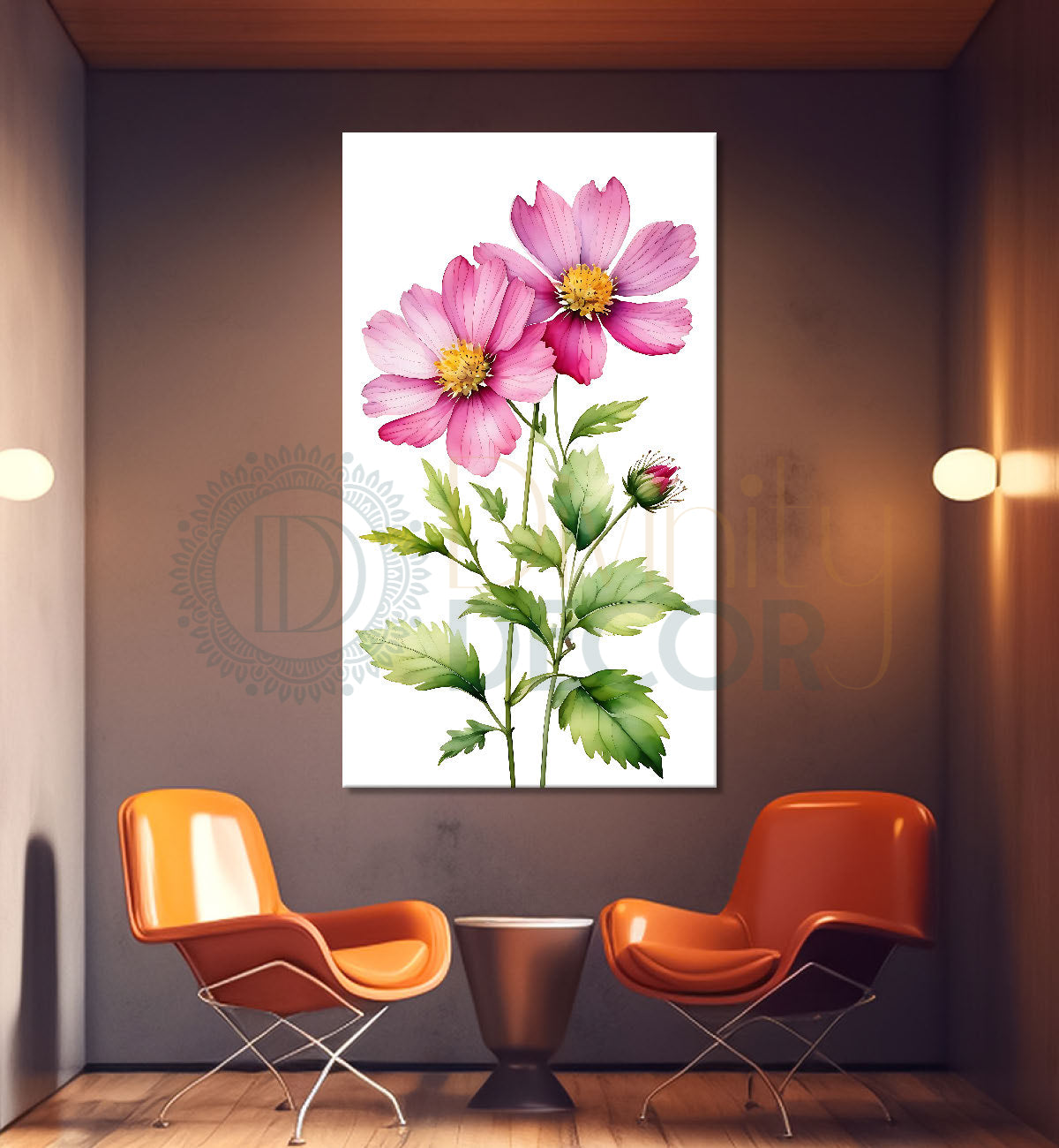 Pink flowers in white textured background  - Flower-V-668