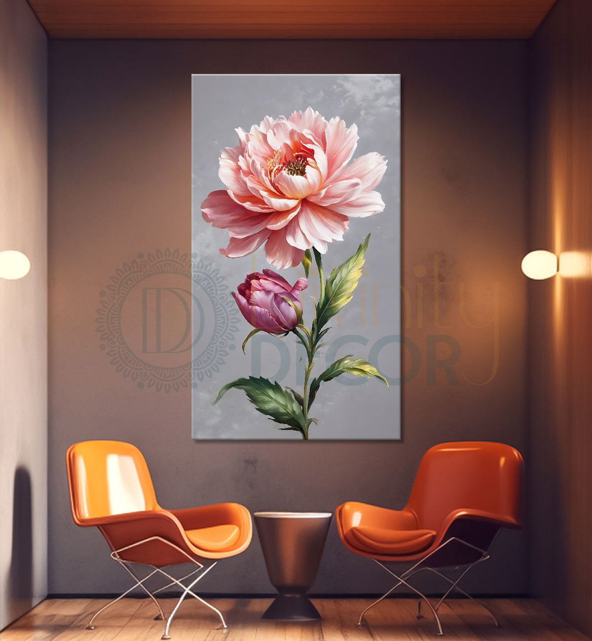 Pink flowers in grey textured background - Flower-V-677