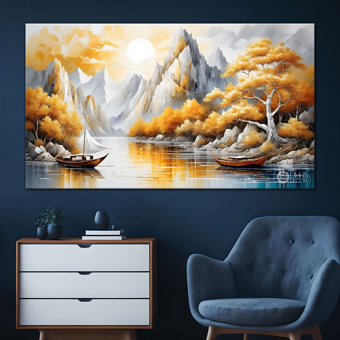 Mountains with river painting Canvas Painting - Nature Art -685