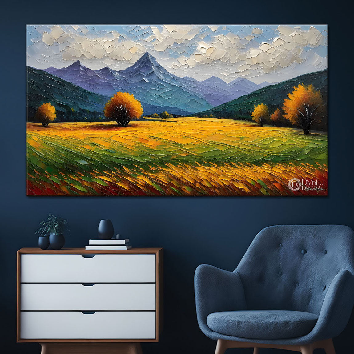 Mountains with land textured painting Canvas Painting - Nature Art -688