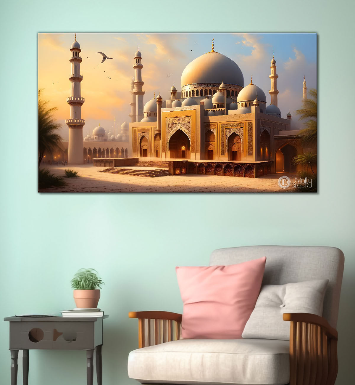 Islamic mosque with sunrise oil painting Canvas Painting - Islamic paintings - 69