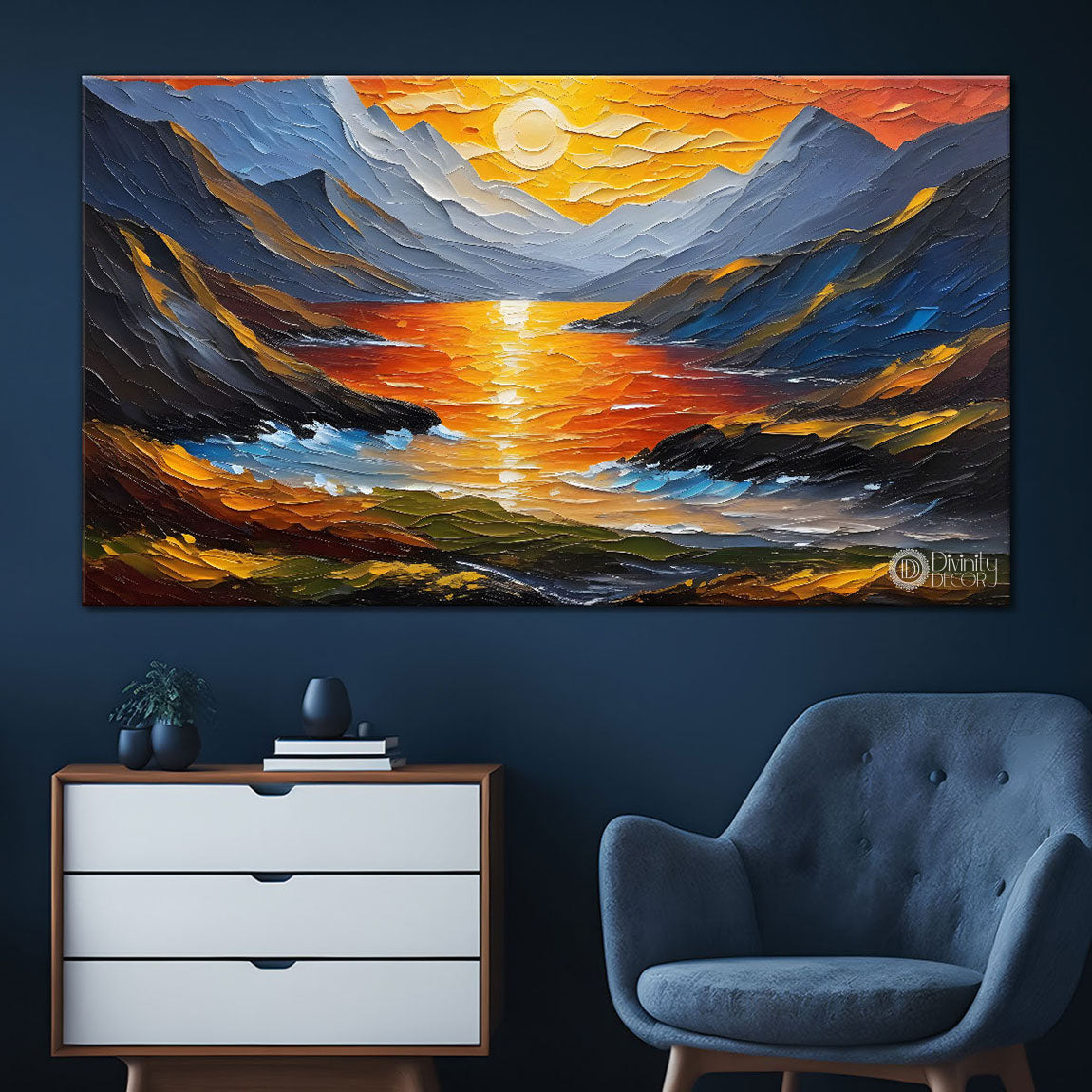 Mountains with lake painting Canvas Painting - Nature Art -690