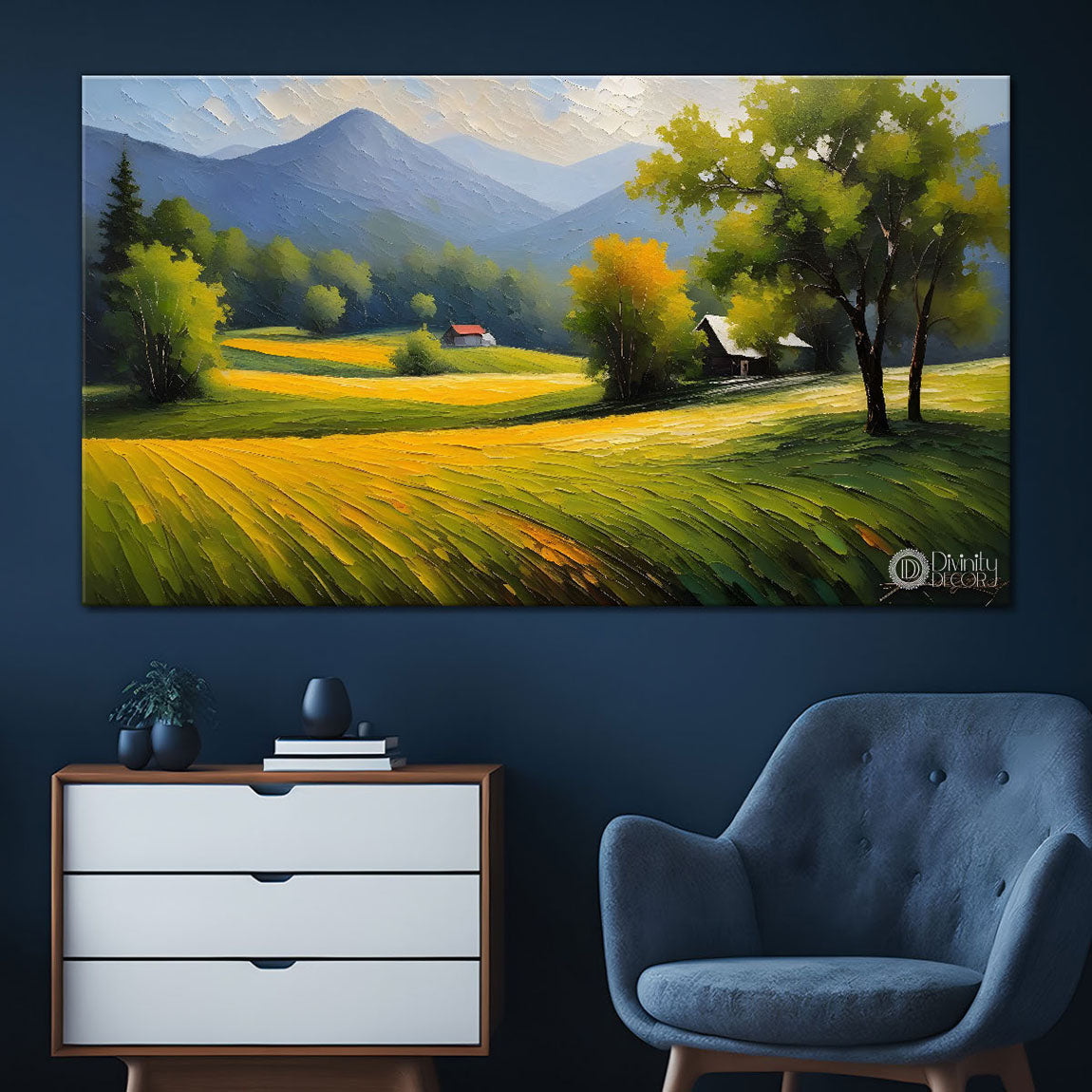 Mountains with greenery painting Canvas Painting - Nature Art -695
